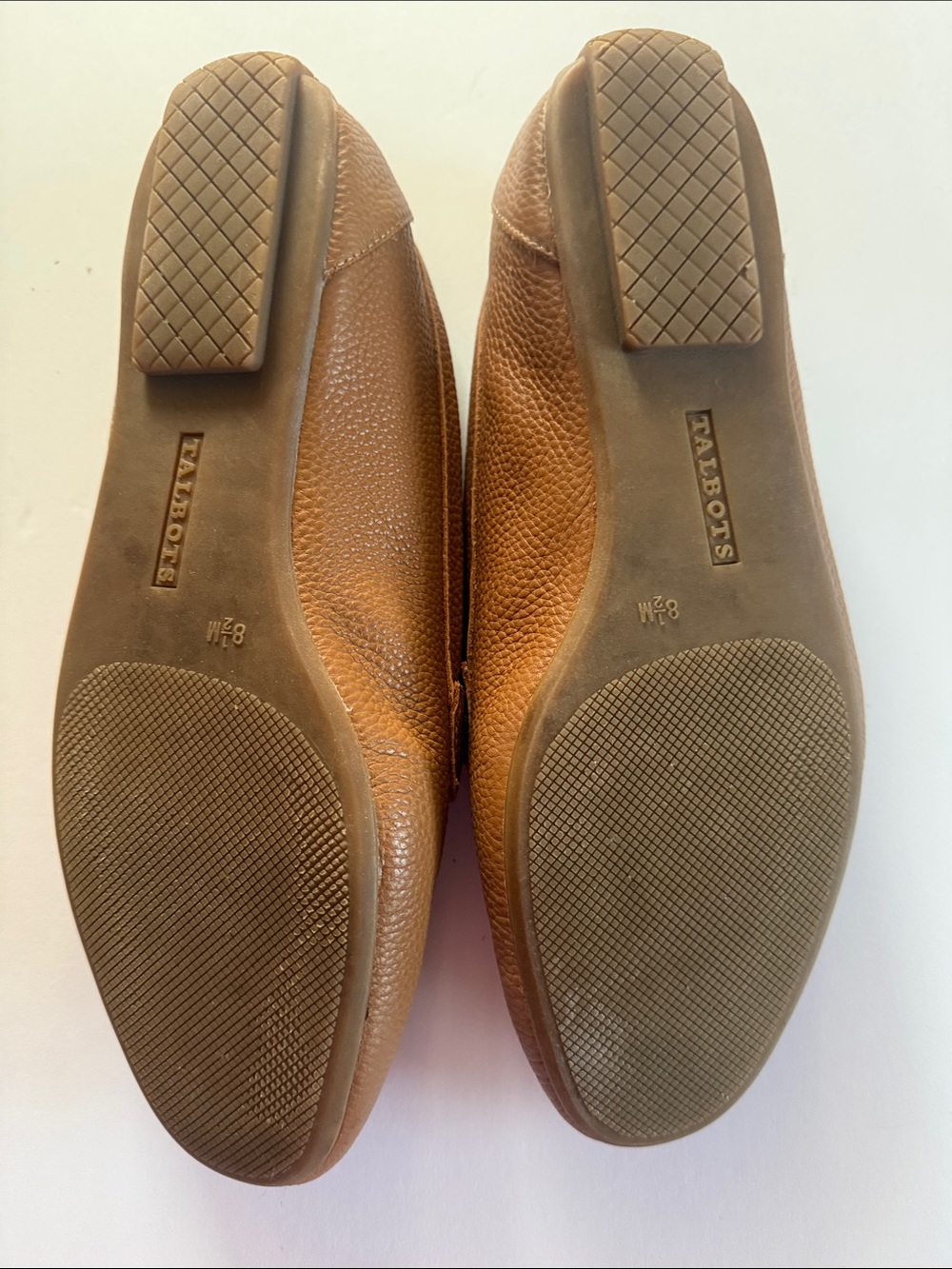 Talbots Tan Leather Loafers with Striped Ribbon and Gold Buckle - Picture 3 of 6